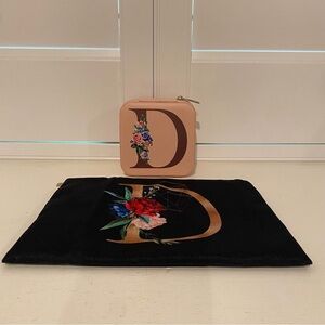 Floral Initial D Makeup Pouch and Jewelry Case